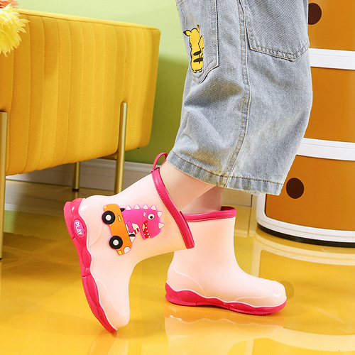 Children's rain boots baby rain boots new cute cartoon children's water shoes outdoor waterproof non-slip dinosaur shoes for boys and girls
