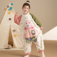 儿童连体睡衣女童秋季冬款珊瑚绒加厚男孩大童宝宝法兰绒睡袍睡袋