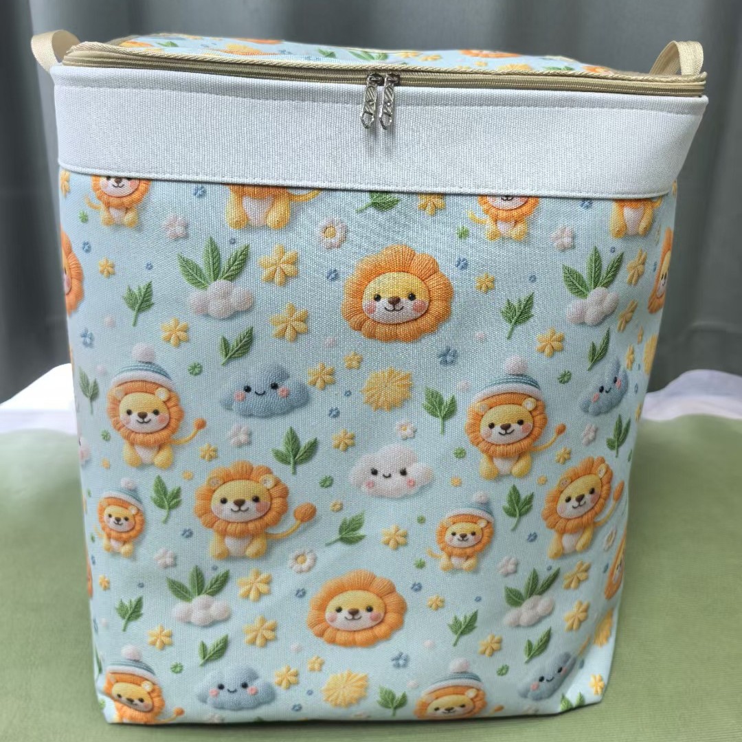 Household Canvas Storage Box Double Zipper with Steel Ring Clothing Storage Box Moisture-Proof Wardrobe Moisture-Proof Thickened Storage Box