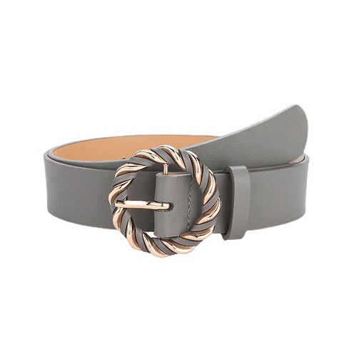 New style twist buckle fashion PU wrapping women's bare body belt decorative dress retro round buckle belt for women