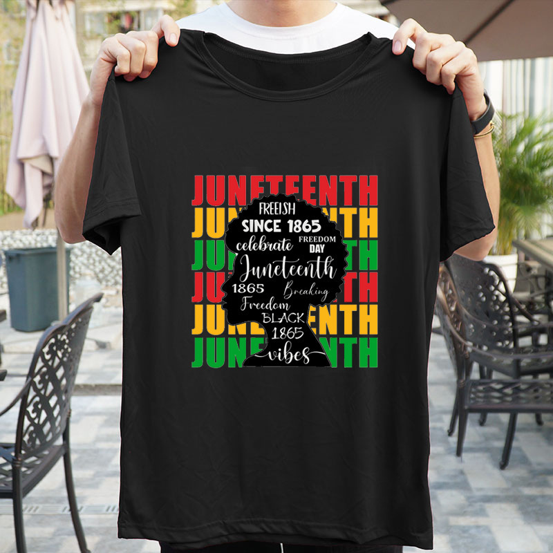 2024 Foreign Trade Summer New JUNETEENTH 1865 June Festival Casual Printed Short-sleeved T-shirt