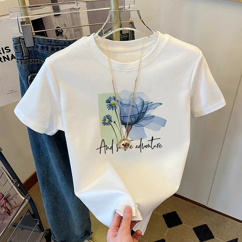 2025 short-sleeved t-shirt, men's summer new style, Korean style, slim fashion trend printed thin base shirt