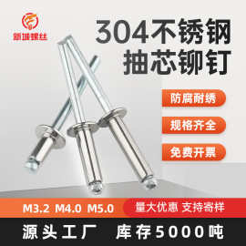 304不锈钢拉铆钉半钢圆头拉钉抽芯铆钉M3.2-M4.8开口型拉钉