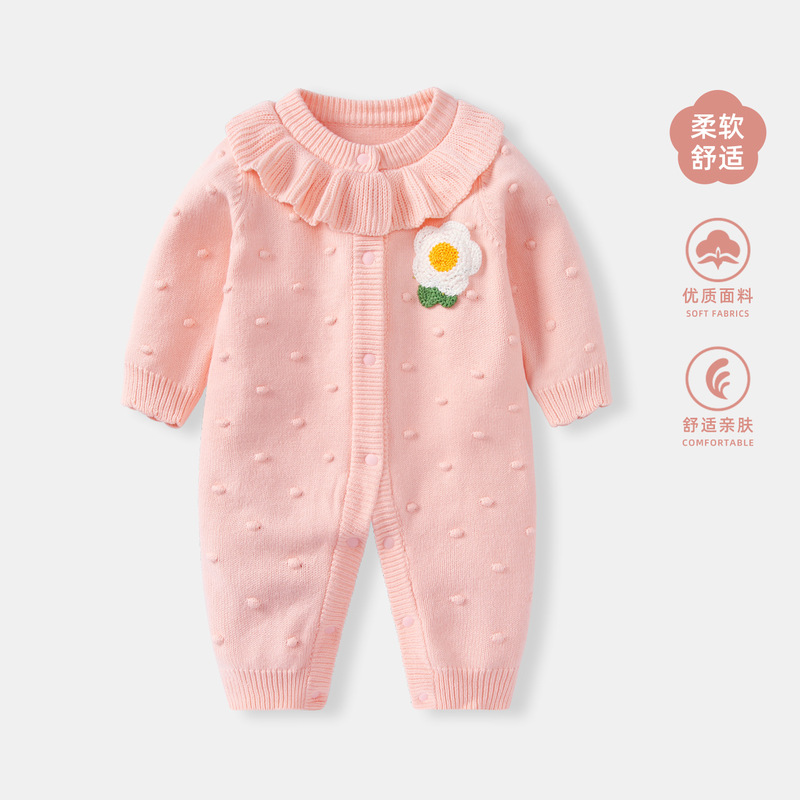 婴儿衣服连体衣秋装女宝宝毛衣套装春秋针织新生儿洋气包屁衣爬服|undefined