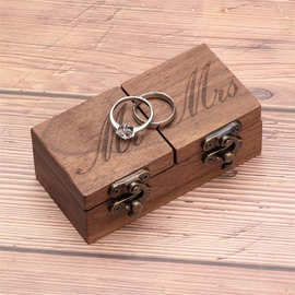 木质首饰盒家用带盖对戒支架盒实木结婚订婚钻戒耳钉耳环收纳盒