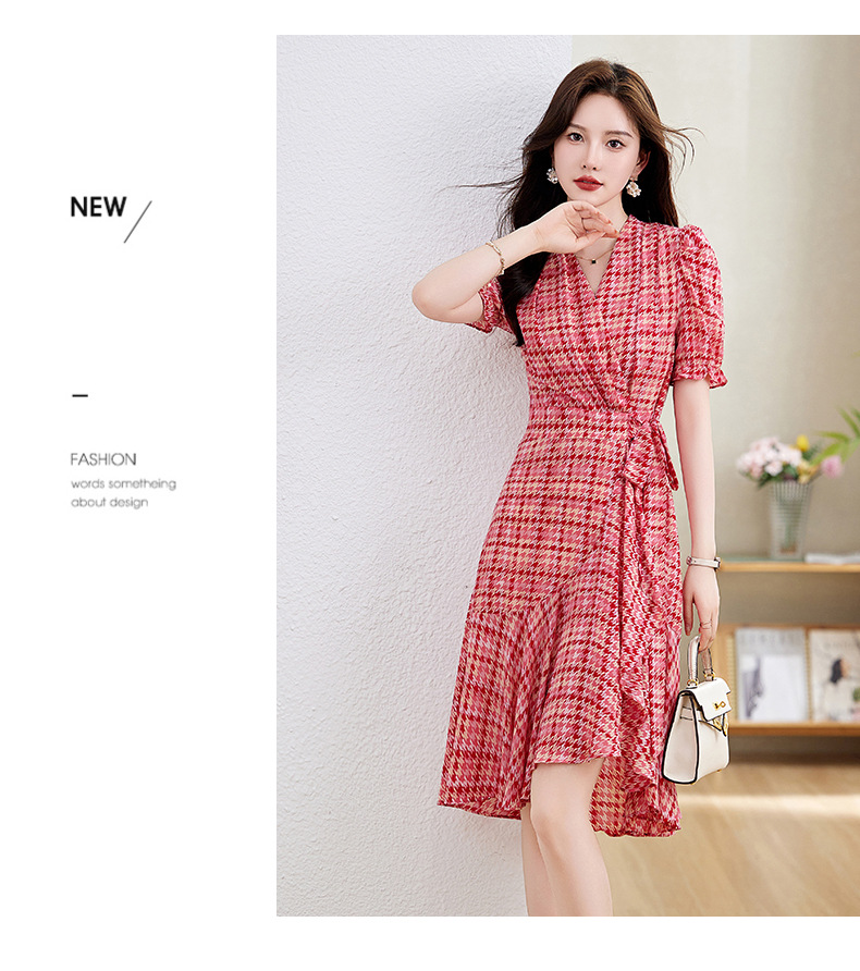 Váy maxi nữ cổ chữ V thắt eo họa tiết hoa nhí mùa hè — Màu xanh lá, Màu đỏ chi tiết 10