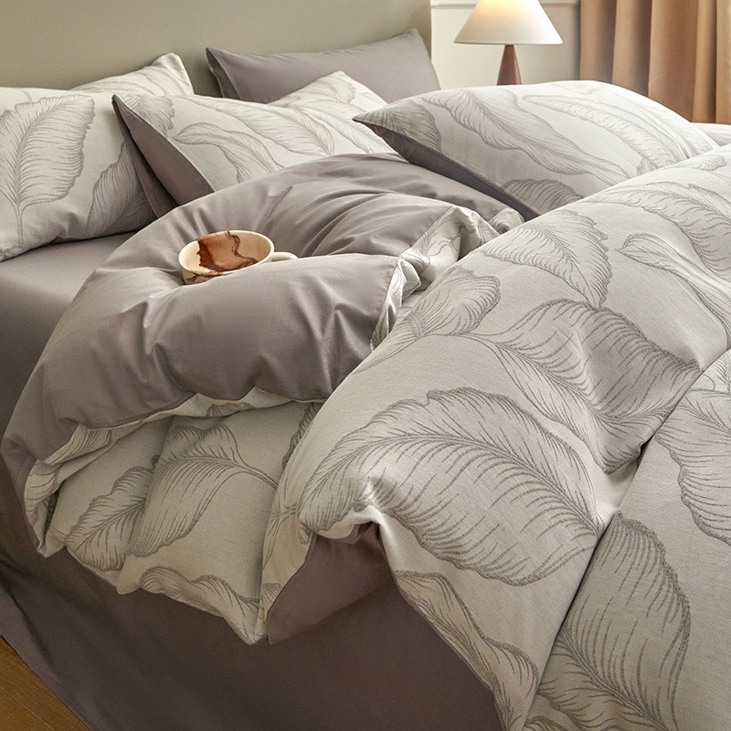 Una clase de madres y bebés Jacquard algodón puro cuatro piezas no impresa viento algodón desnudo cama