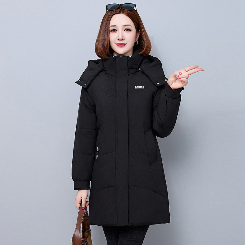 2025 nueva moda de la madre de estilo extranjero de gran tamaño blanco chaqueta de plumón ligera para mujeres de invierno grueso abrigo largo