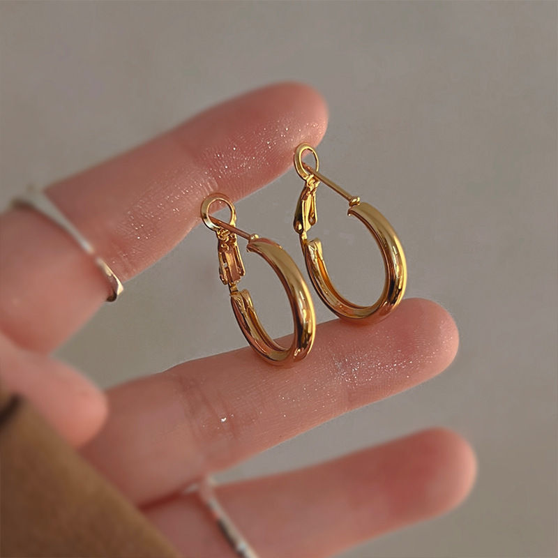 Anillo de metal francés aretes de anillo simple aretes de aretes nuevos estilos de estilo estilo estilo estilo de diseño de nicho temperamento único aretes de mujer cara pequeña