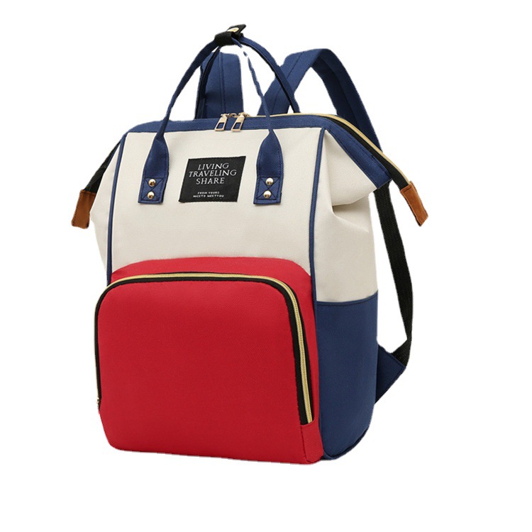 2022 nueva moda contraste color momia bolsa de gran capacidad madre bolsa madre y bebé biberón mochila pañal mochila