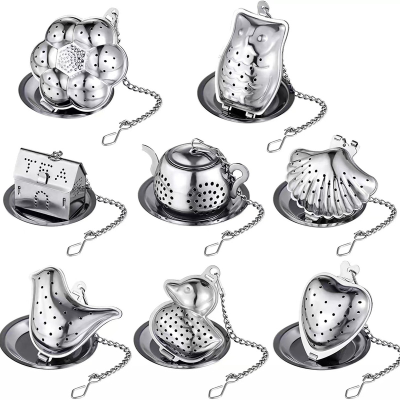 Stainless Steel Chain Tea Leak Owl Small Teapot House Bird Duck Shell Tea Strainer Creative Tea Maker Stainless Steel Chain Tea Leak Owl Small Teapot House Bird Duck Shell Tea Strainer Creative Tea Maker