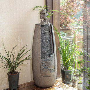 New Chinese-Style Floor-Standing Flowing Water Ornaments for Home Living Room Tv Cabinet Decoration Water Feature Indoor Landscaping to Attract Wealth Circulating Water