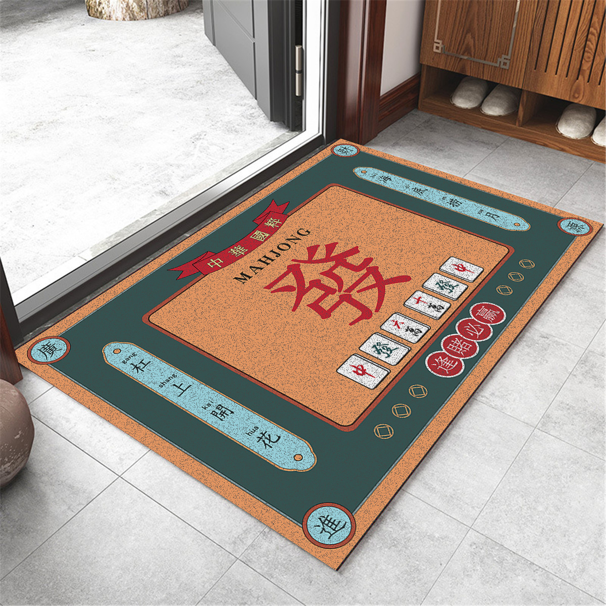 Nacional de moda anillo de seda puerta Mat Puerta de bienvenida PVC impermeable antideslizante pie estera raspado barro frotando suelo se puede cortar