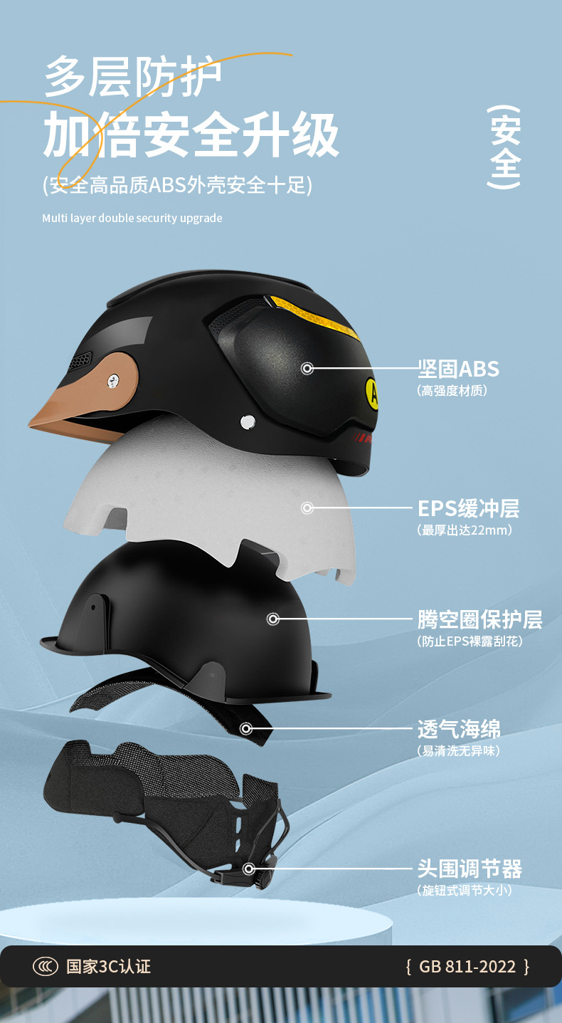 Motorcycle electric car helmet 3C certification summer big sunroof with brim half helmet men and women light new helmet