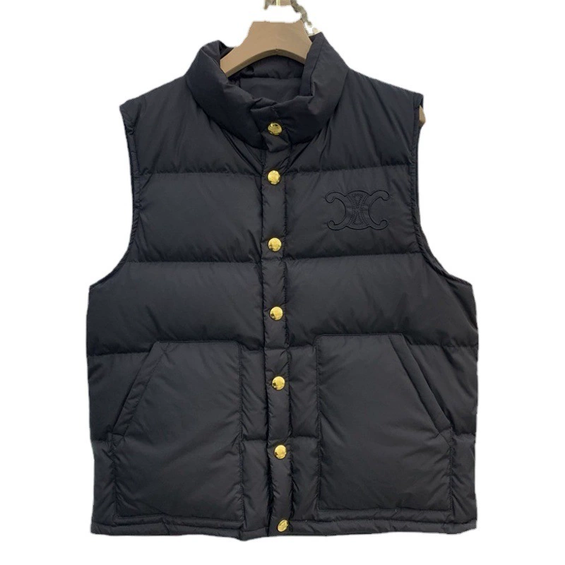 Новая женская жилетка в корейском стиле 2025 года, ребристая, утепленная, свободного кроя, с воротником-стойкой, 90% белый утиный пух, модная, трендовая.