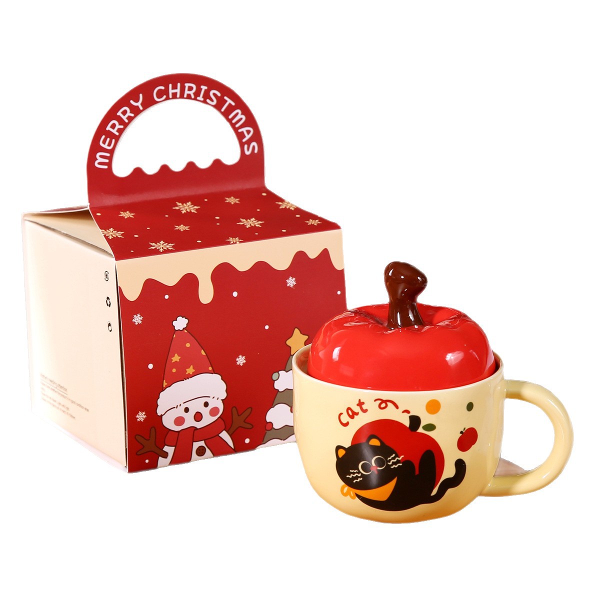 Taza de cerámica de dibujos animados de fruta de seguridad navideña nueva transfronteriza linda taza de agua de Navidad regalo taza de Navidad