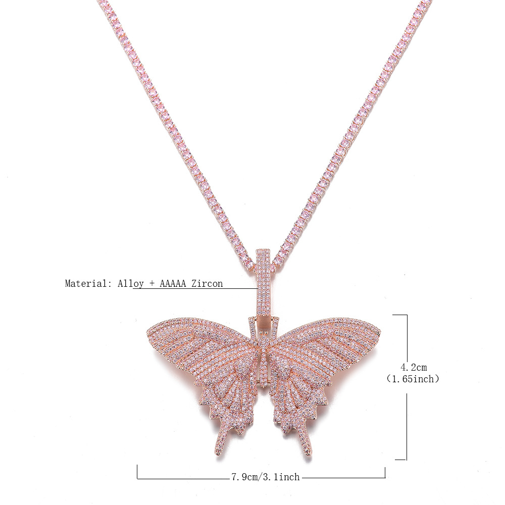 Luxury Zircon Butterfly Pendant Necklace For Women Elegant Style_voghion.com