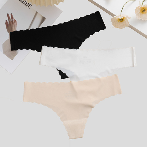 Women's seamless underwear, women's thread wavy edge breathable low-waist underwear, women's breathable briefs wholesale