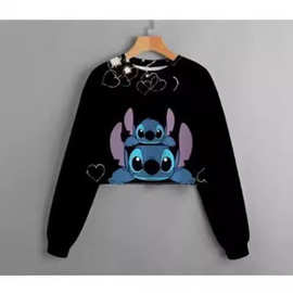 儿童 秋冬 卫衣史迪仔短款圆领3D卫衣卡通动漫春秋款