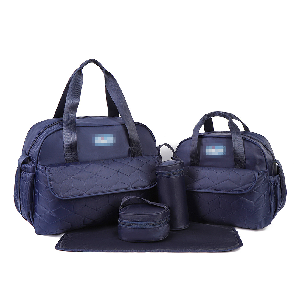 Conjunto de Cinco Piezas de Bolsa Maternal Acolchada con Diseño de Cuadros, Bolsa Maternal Multifuncional de Gran Capacidad para Guardar Pañales, de Hombro o Cruzada