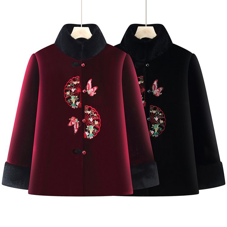 奶奶冬装棉衣服加绒加厚老年人唐装棉袄女妈妈装保暖喜庆过年外套