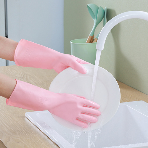 Dishwashing gloves thickened women's waterproof rubber latex kitchen durable cleaning housework protection washing clothes and dishes plastic
