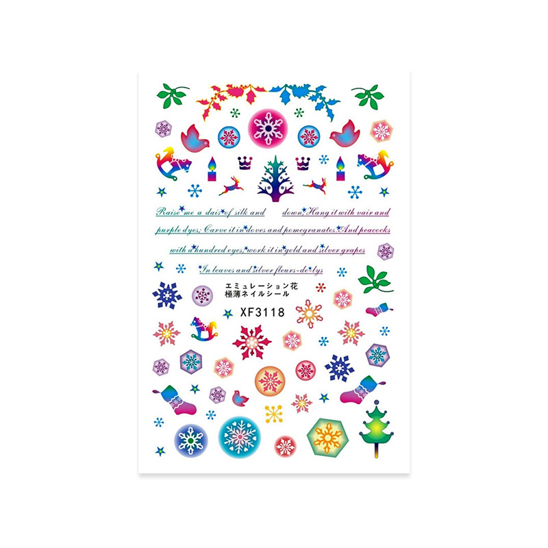 Cruz-frontera Navidad uñas pegatinas traje Santa Claus copo de nieve alelk creativo uñas pegatinas 6 unidades un conjunto