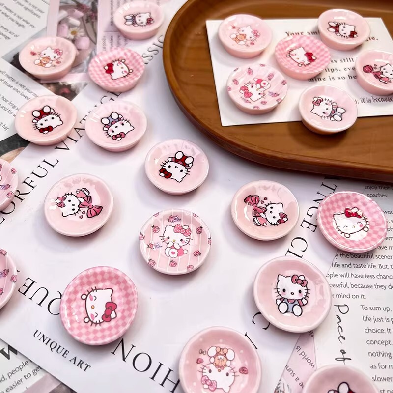 Miniature Printed Kt Cat Tray Cartoon Cute Small Plate Dinner Plate DIY Cream Glue Hairpin Pinch Decorative Material