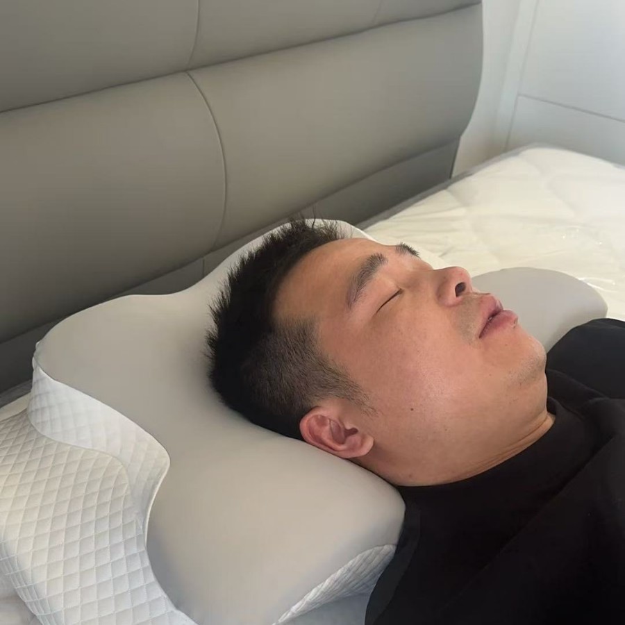 颈椎枕护颈椎慢回弹记忆棉枕头矫正驼背富贵包不塌陷枕芯蝶形设计