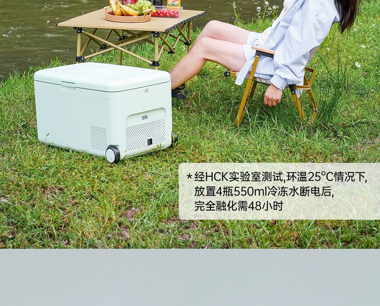 Hck Husky Car Refrigerator 16L Retro Camping Fresh-Keeping Outdoor Mini Refrigerator Matte Mint Green