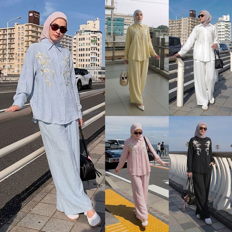 M390 # Southeast Asia Malaysia New Style Women's Exquisite Embroidered Top and Casual Wide-Leg Pants Two-Piece Set Free Shipping M390 # Southeast Asia Malaysia New Style Women's Exquisite Embroidered Top and Casual Wide-Leg Pants Two-Piece Set Free Shipping