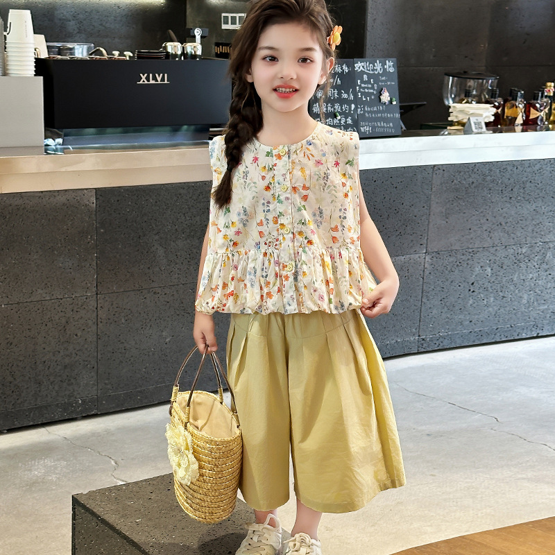 Girls' Summer Outfit 2026 New Trendy Children's Fashionable Cotton Casual Wear Summer Two-Piece Set for Girls