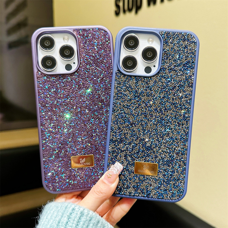 奢华闪钻适用苹果16ProMax手机壳iPhone15电镀潮牌高级水钻14全包|undefined