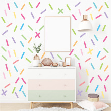 跨境纸屑墙贴卡通彩色DIY条状自粘家居装饰卧室儿童房墙面贴纸