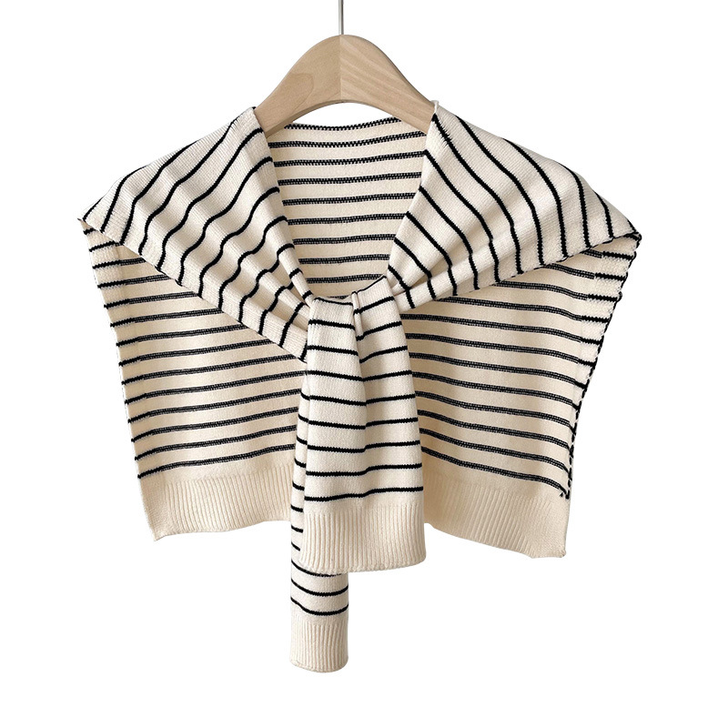Nuevo chal de punto a rayas de verano de las mujeres con aire acondicionado protección del cuello chaleco decorativo anudado bufanda cuello falso hombro