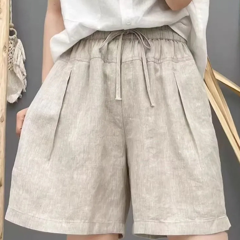 Summer New Versatile Five-Point Wide-Leg Shorts Casual Plus-Size Women's Straight-Leg Pants Simple Cotton-Linen Casual Pants Summer New Versatile Five-Point Wide-Leg Shorts Casual Plus-Size Women's Straight-Leg Pants Simple Cotton-Linen Casual Pants
