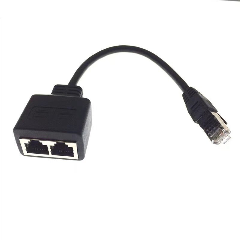 RJ45以太网接口适配器分配器1公到2母端口LAN网RJ45一分二延长线|undefined