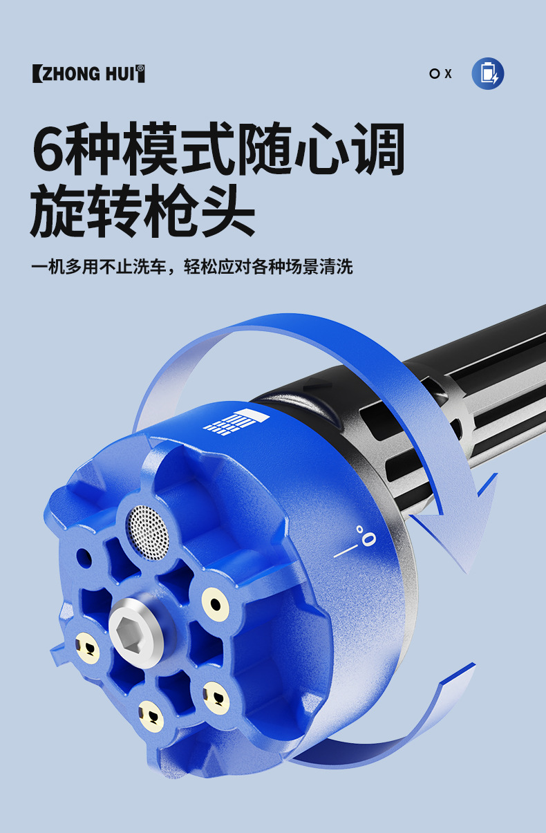 Carefully Selected Wireless Car Washing Machine, High-Pressure Car Washing Water Gun, Portable Car-Mounted and Household Six-In-One Electric Car Washing Tool