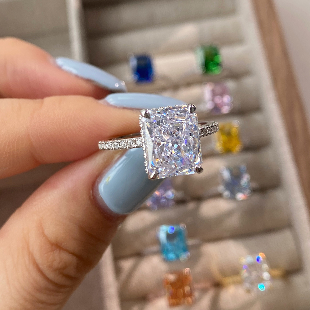 10g Weight Zircon Inlay Material Rings Classification 6, 9 Ring Size 1 Piece Quantity Holiday, Daily Occasion 925 Sterling Silver Material Geometric Pattern Women's Gender Plating Design Elegant, Luxurious, Simple Style Style 925 Sterling Silver Zircon Geometric Rings 5