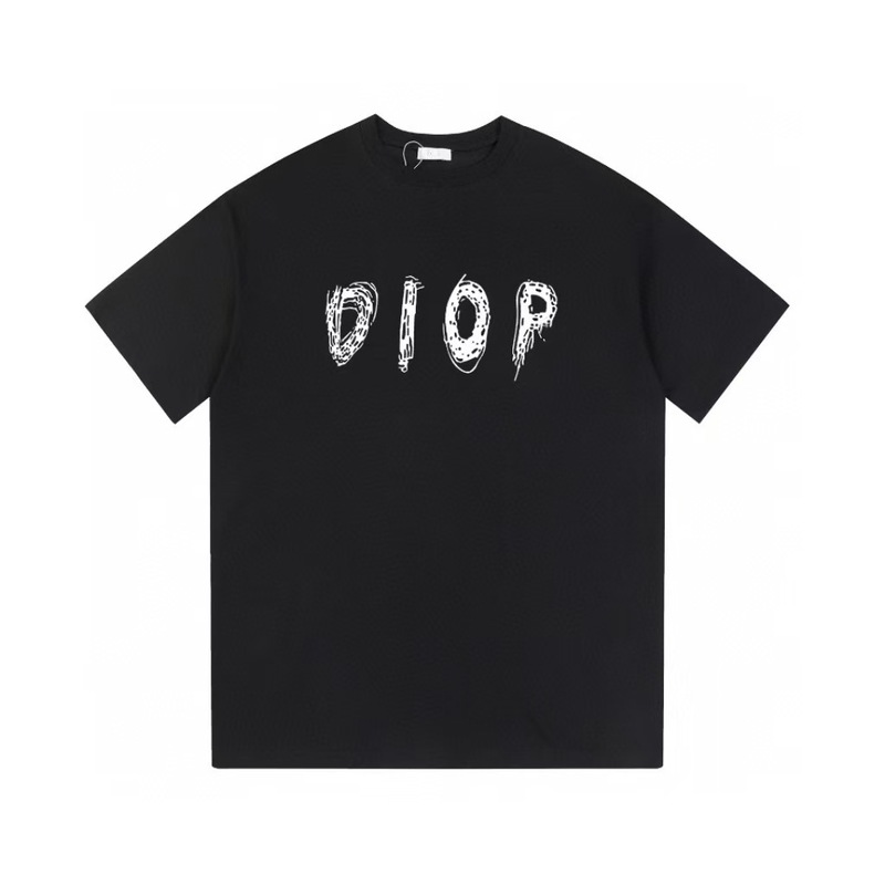 クロスボーダー 25ssCD ホームファッションブランド春夏新作落書きペイントレタープリントユニセックス純綿半袖Tシャツ|undefined