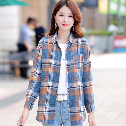 Spring New Collar Long-Sleeve Cotton Women's Shirt Fashion Slim Fit Versatile Women's Top Coat