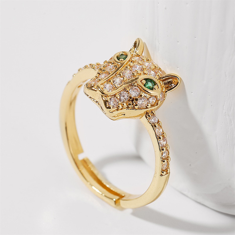Korean Simple Animal Real Gold Electroplating Leopard Open Ring Creative Exquisite Color Retention Ring Jewelry display picture 9
