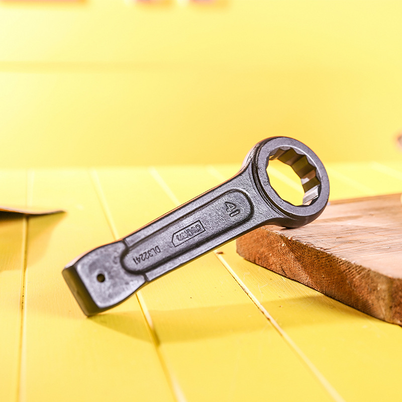 得力工具 敲击梅花扳手 重型直柄工业级加厚大号单头梅花敲击扳手