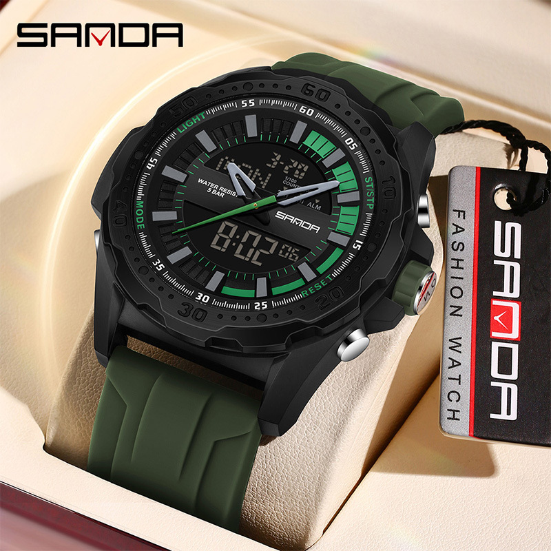 Sanda nuevo reloj de moda europea y americana cool, moda para hombres, adolescentes de secundaria, reloj electrónico deportivo
