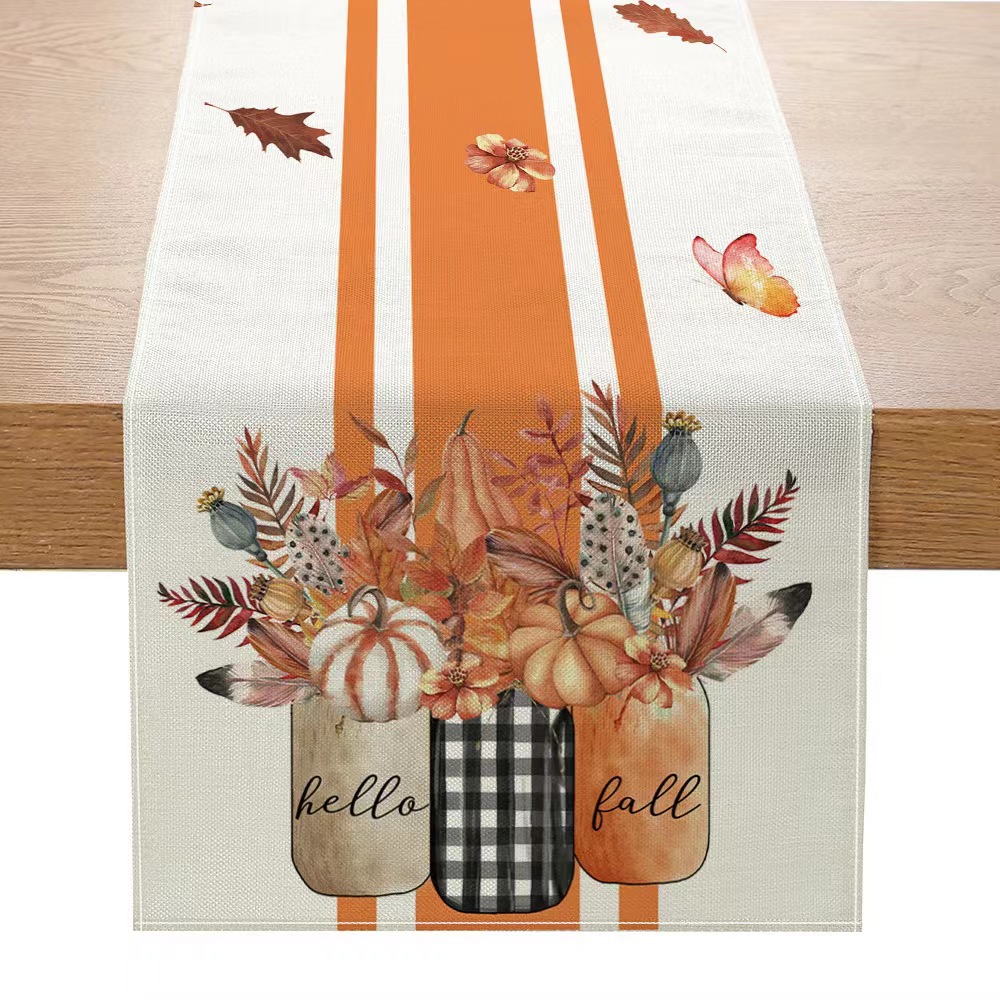 Mantel de mesa con estampado otoñal de Acción de Gracias 2024, decoración festiva para mesa de comedor y sala de estar, mantel decorativo para días festivos.