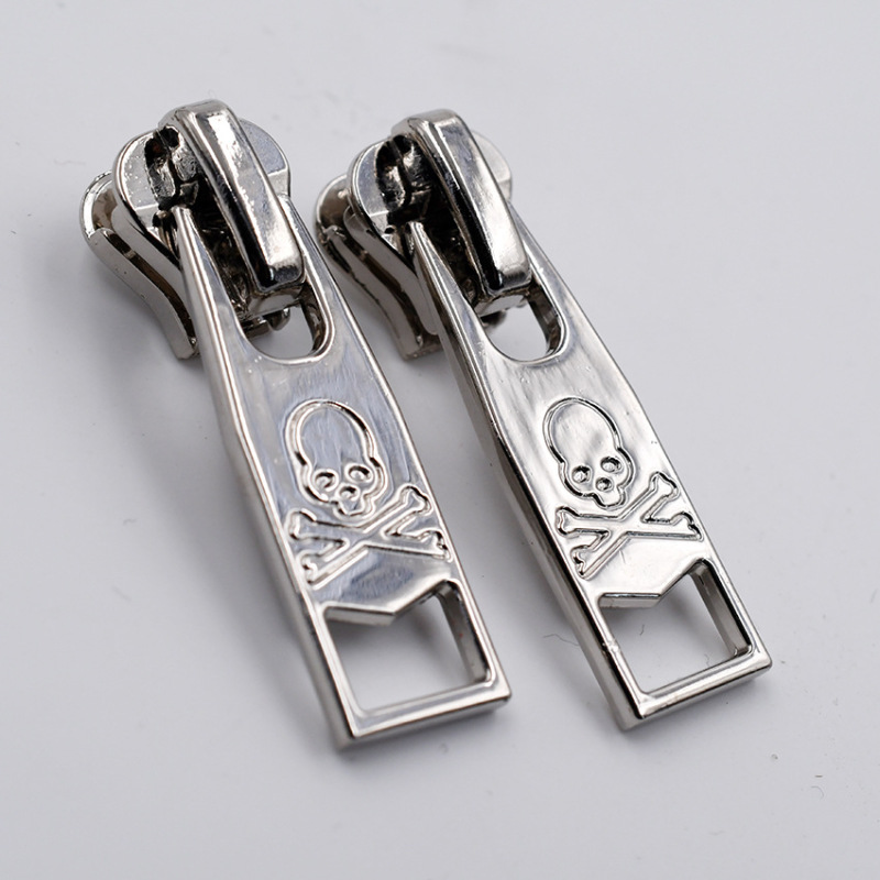 プルヘッド No.3、No.5、No.8、No.10/15/20 樹脂ジッパー用厚みのある大型金属プルヘッド黒ジッパーヘッド|undefined