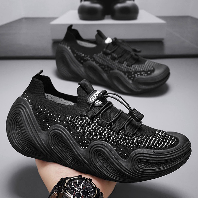 2026 New Summer Flyknit Men's Breathable Sports Casual Soft Sole Sock Coconut Mesh Shoes_vogvips.com