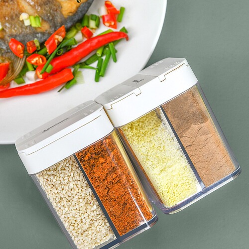 marbrasse sliding seasoning box kitchen seasoning bottle seasoning jar four-part jar moisture-proof salt jar