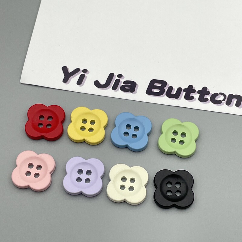 Colorful Buttons Resin Four-Leaf Clover Four-Eye Buttons Children's Clothing Women's Dress Chiffon Shirt Decorative Versatile Buttons