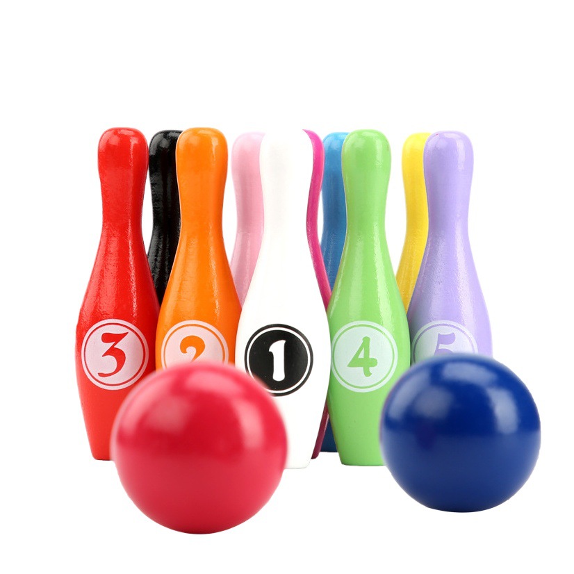Divertido juego de bolos de madera con números de dibujos animados para niños pequeños, educación temprana de inteligencia, juguetes educativos interactivos para padres e hijos